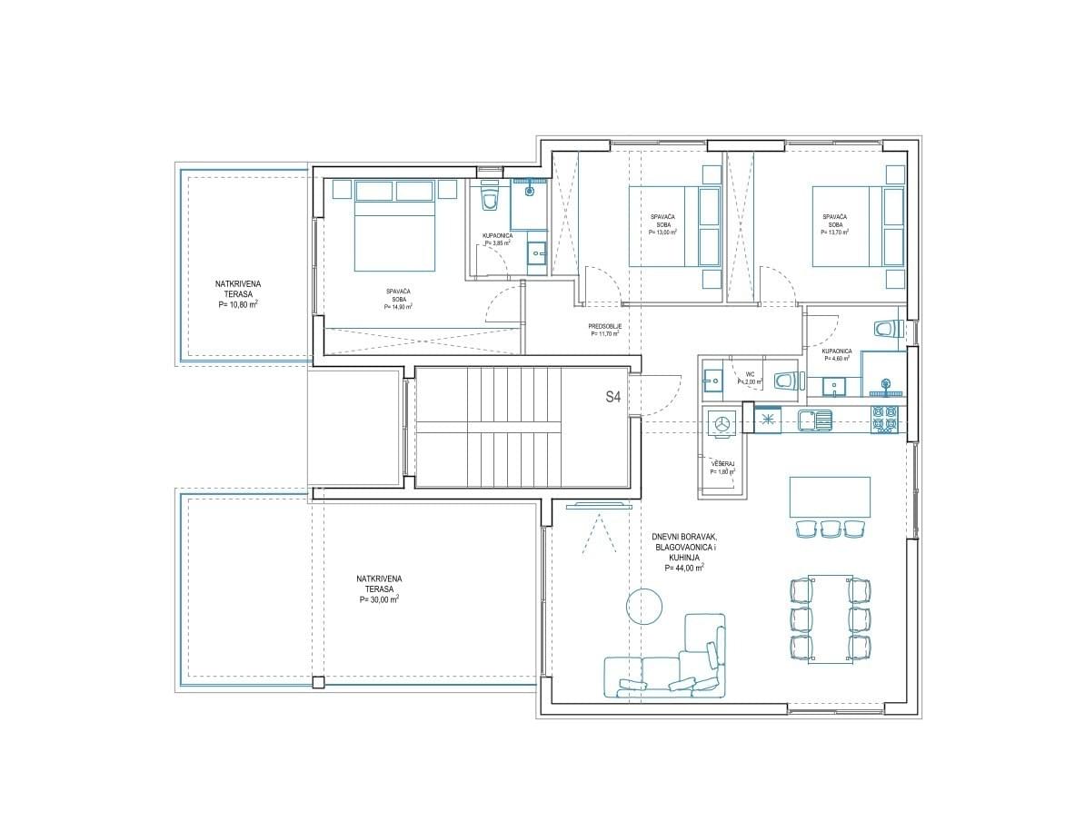 Penthouse lakás alaprajza