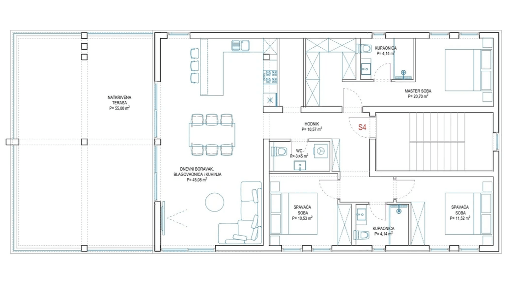 Penthouse lakás alaprajza